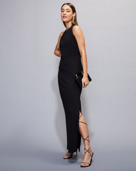 Sleeveless Maxi Cocktail Dress with Open Back