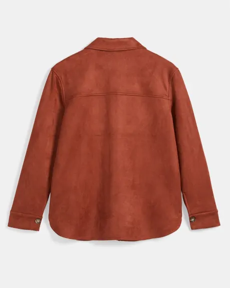 Bonded Suede Long Sleeve Shacket Blouse