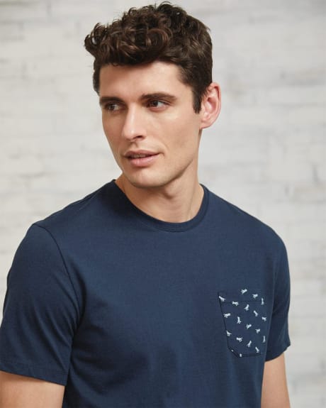 Short Sleeve Crew Neck with Printed Pocket