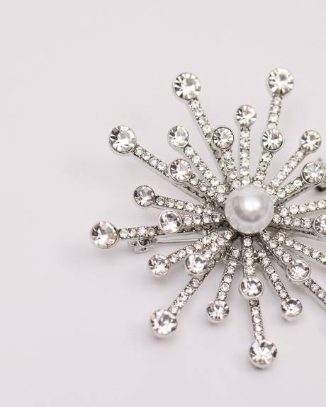 Snowflake Brooch with Pearl