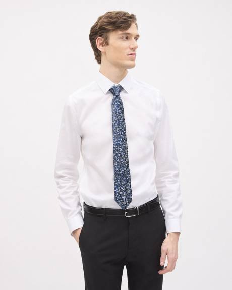 Blue Regular Tie with Floral Pattern