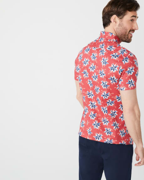 Slim Fit Short Sleeve red with flowers Shirt