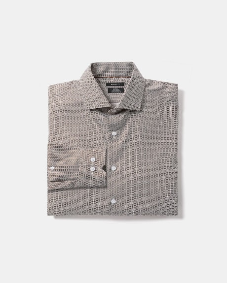 Slim Fit Geometric Print Sateen Dress Shirt
