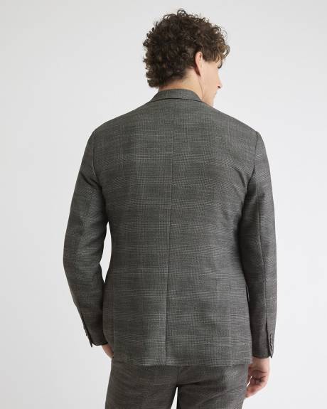 Slim-Fit Charcoal Checkered Suit Blazer
