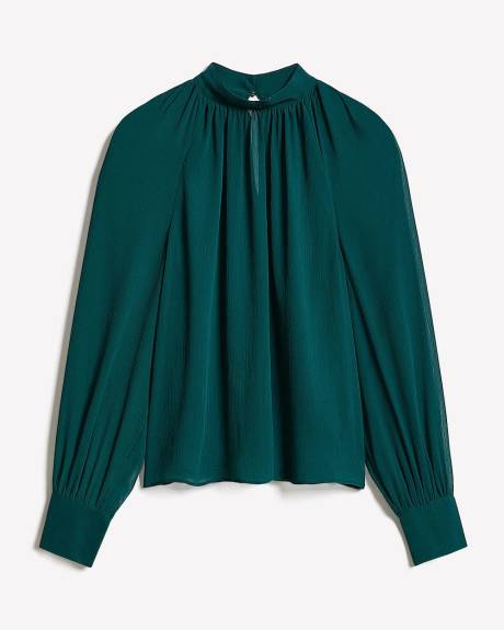 Blouse Popover en Mousseline à Manches Longues