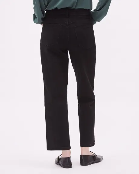 Black High-Waisted Straight Ankle Jeans