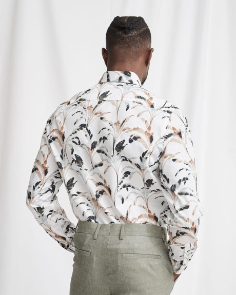 Tailored Fit Dress Shirt with Tropical Leaves