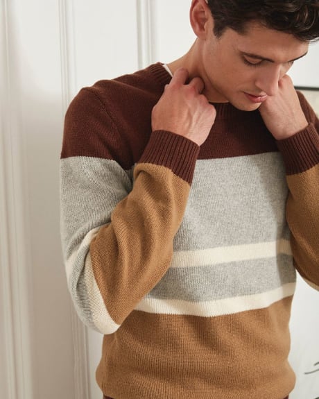 Colour Block Striped Crew-Neck Sweater