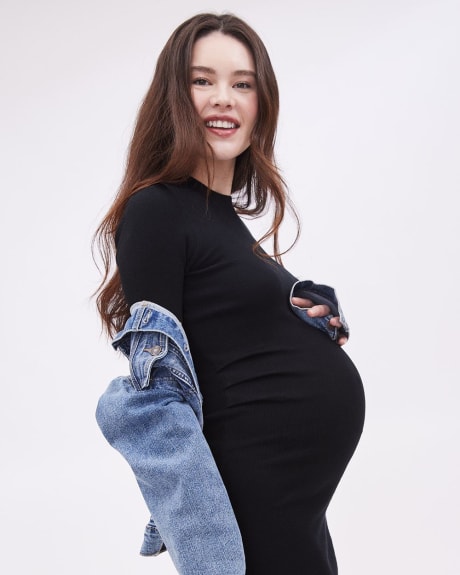 Black Sweater T-Shirt Dress - Thyme Maternity