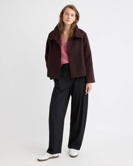 Wool-Blend Funnel-Neck Jacket