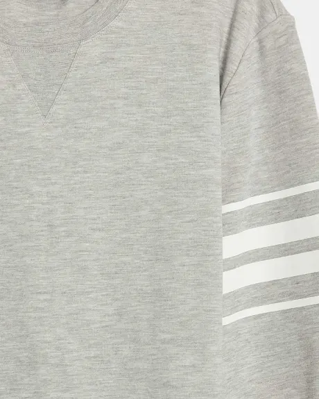 Track Suit Crew-Neck Tee with Stripes on Sleeve