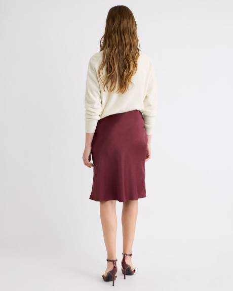 Satin High-Rise Straight Knee-Length Skirt