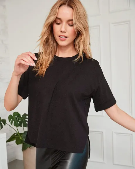 Relaxed Fit Black Crew-Neck T-Shirt