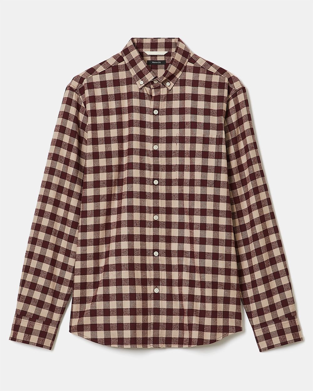 Regular Fit Burgundy Plaid Flannel Shirt