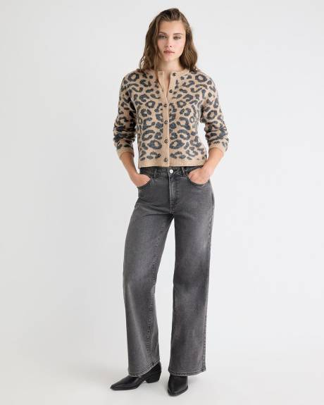 Long-Sleeve Cardigan with Animal Print