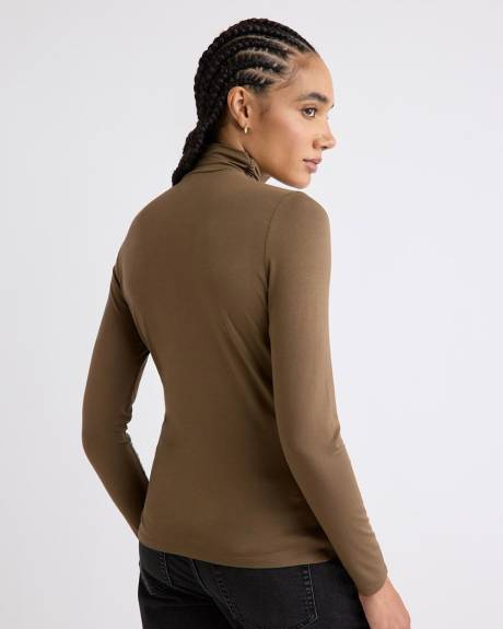 T-Shirt Ajusté à Manches Longues et Col Montant