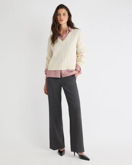 Striped Long-Sleeve Buttoned-Down Poplin Blouse