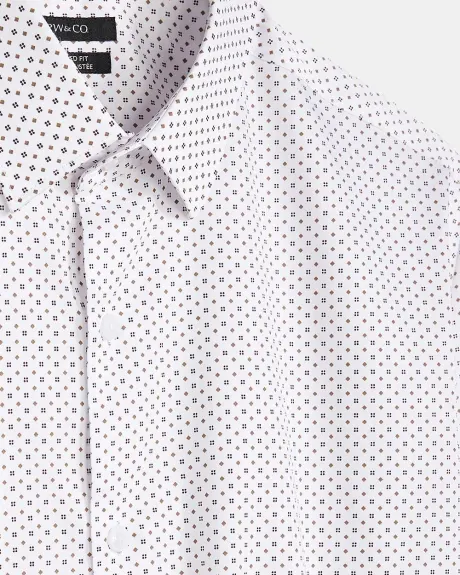 Tailored White Micro Patterned Essential Dress Shirt