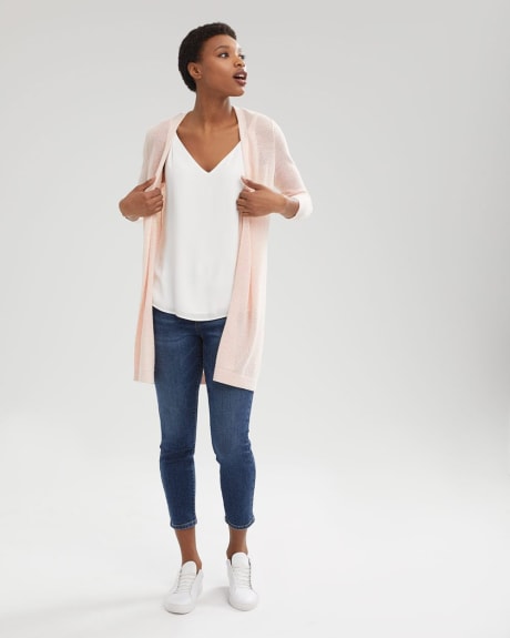 Open Stitch Cardigan with 3/4 Sleeves