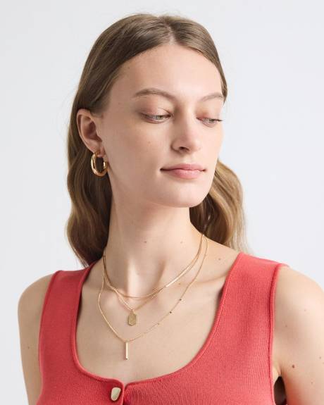 Short Triple-Chain Golden Necklace