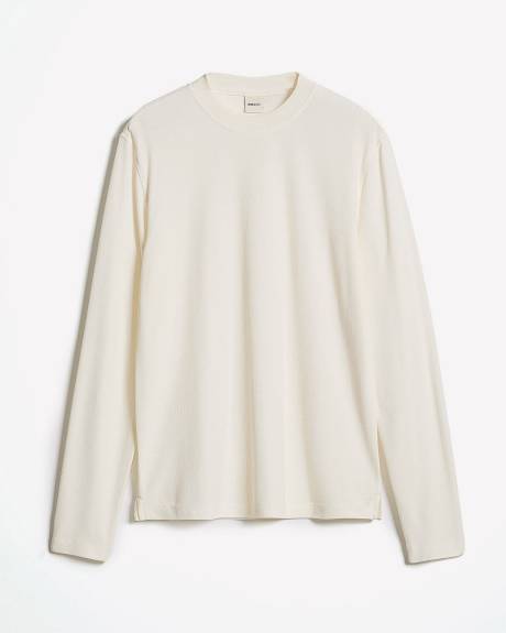 Long-Sleeve Crew-Neck Waffled Tee