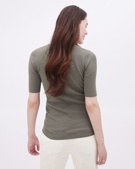 Short-Sleeve Mock-Neck Sweater - Thyme Maternity