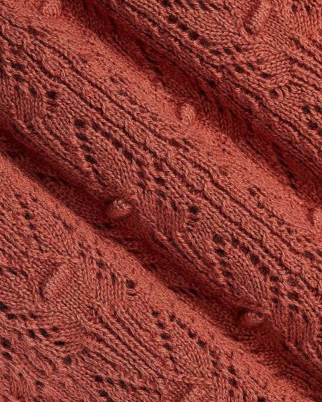 Short-Sleeve Crochet Top with Shirt Collar