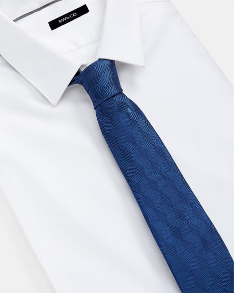 Cravate Régulière Bleue Vive Texturée à Motif Géométrique Tonal