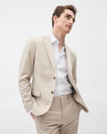Slim-Fit Beige Suit Blazer