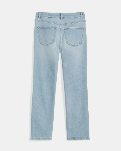 High-Waisted Straight Ripped Denim Pant - 27''