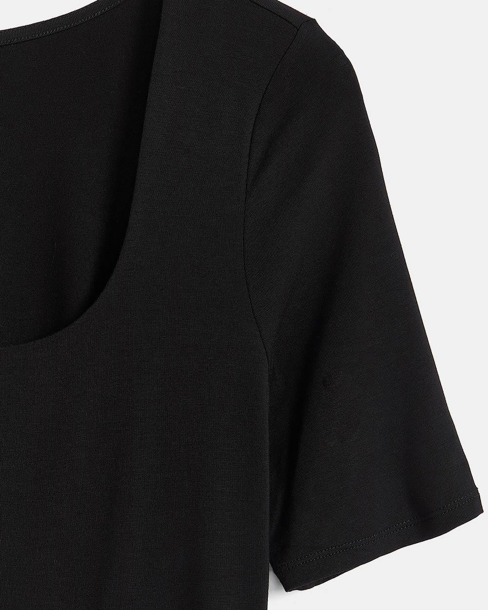 Black Elbow Sleeve ScoopNeck TShirt RW&CO.