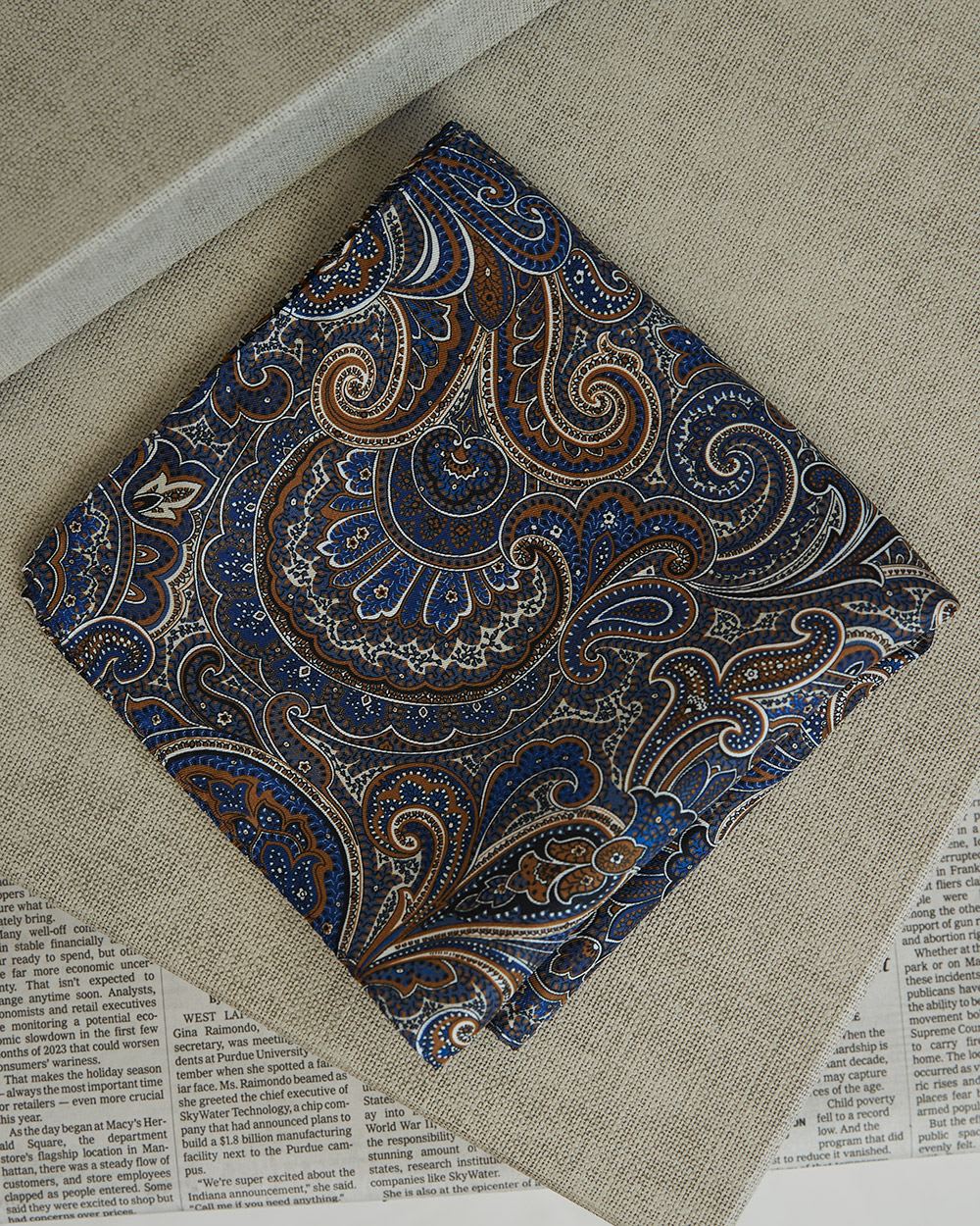 Blue Paisley Handkerchief RW&CO.