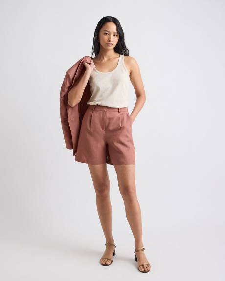 Crew-Neck Linen-Blend Tank Top