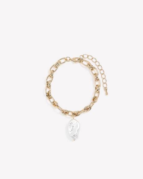 Paperclip Chain Bracelet with Freshwater Pearl