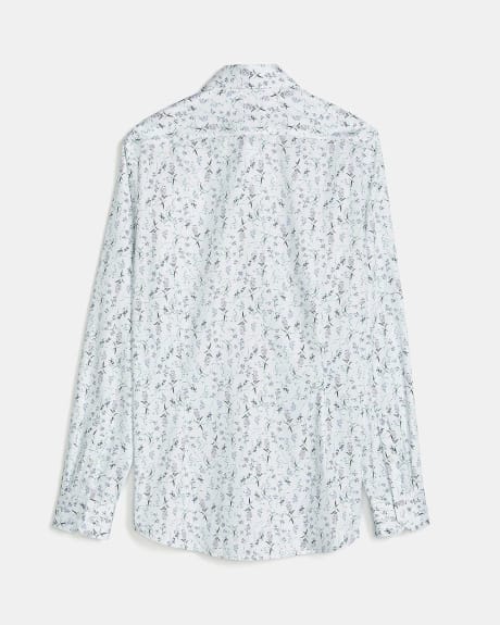 Slim Fit Delicate Floral Print Dress Shirt