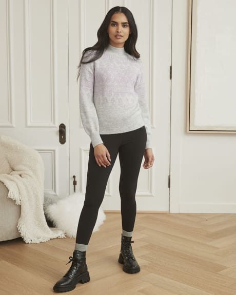 Spongy Fairisle Pattern Mock-Neck Pullover Sweater