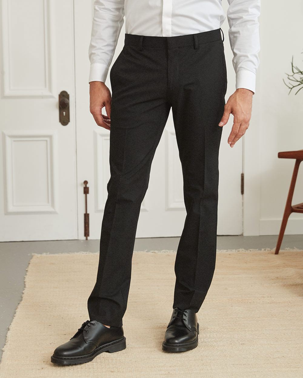 Slim Fit Black Suit Pant with Side Bands 32" RW&CO.