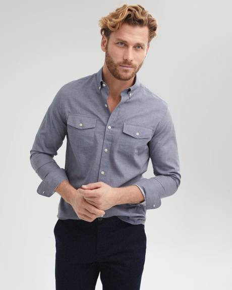 Tailored Fit Chambray Shirt with Pockets