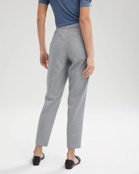 Mini Blue Check Tapered Pant with Elastic Back
