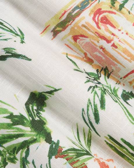 Linen-Blend Wrap Mini Skirt