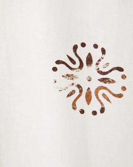 Linen-Blend Short-Sleeve Shirt with Camp Collar