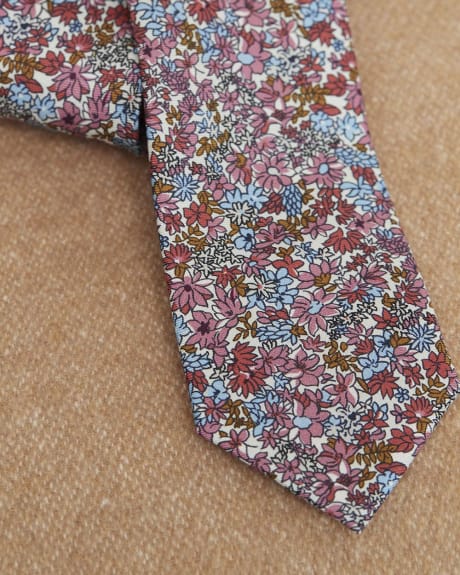 Cravate Régulière avec Motif de Fleurs Multicolores