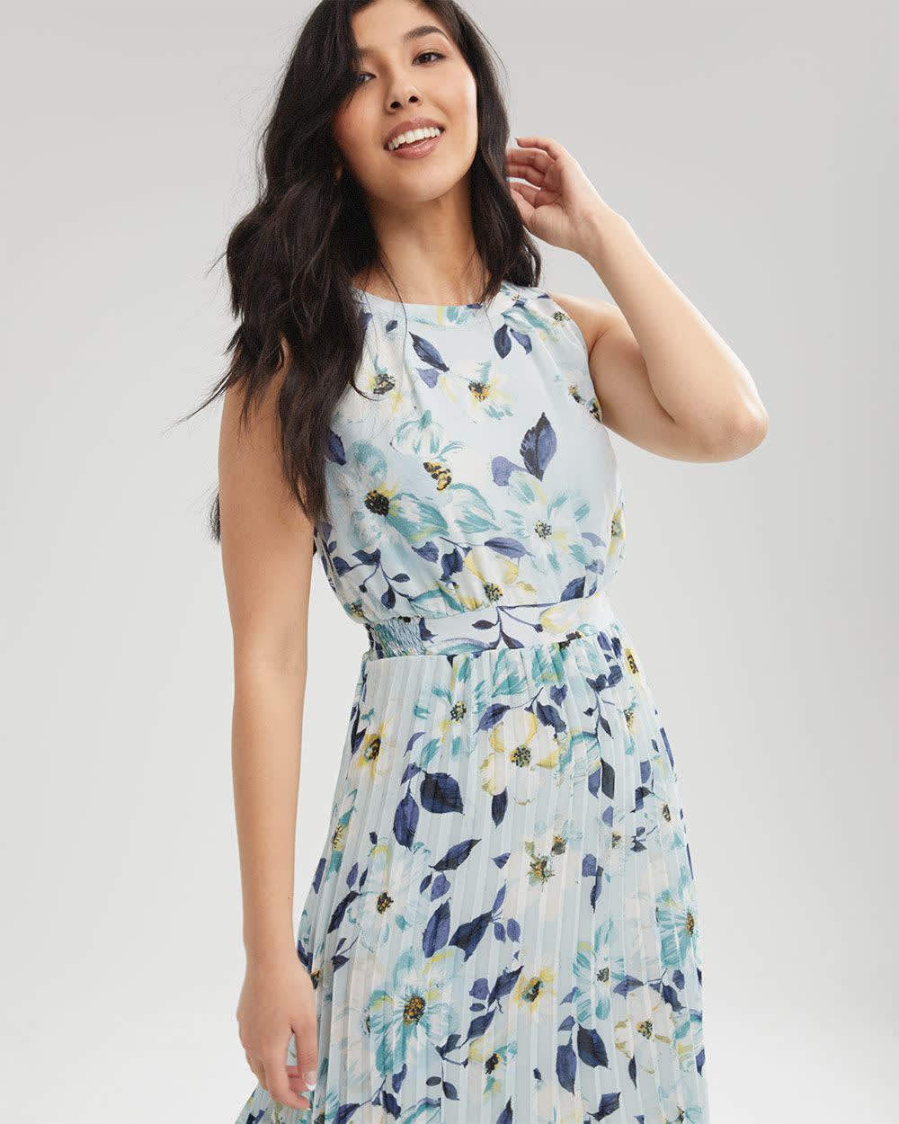 Midi Pleated Chiffon Sleeveless Dress RW&CO.