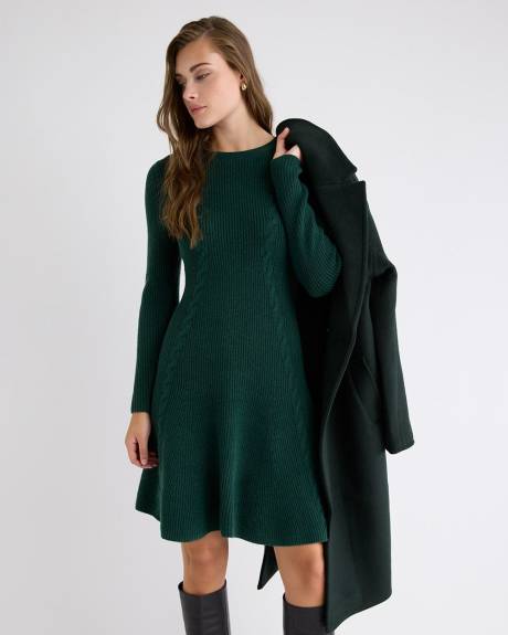 Long-Sleeve Crew-Neck Mini Sweater Dress