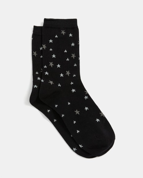 Crew Socks with Star Pattern