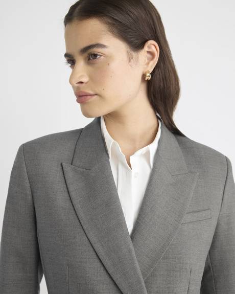 Wool-Blend Double-Breasted Hourglass Blazer