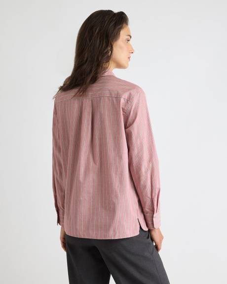 Striped Long-Sleeve Buttoned-Down Poplin Blouse