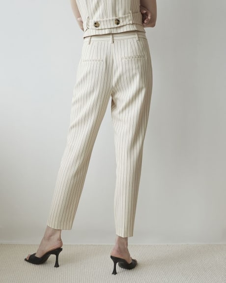 Pantalon à Rayures Texturé à Taille Haute et Jambe Fuselée