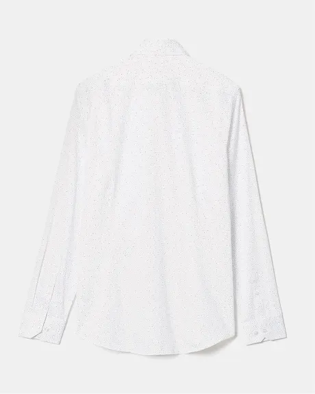 White Slim-Fit Dress Shirt with Petals