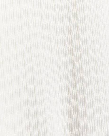 Crew-Neck Ribbed Cami with Sheer Yoke